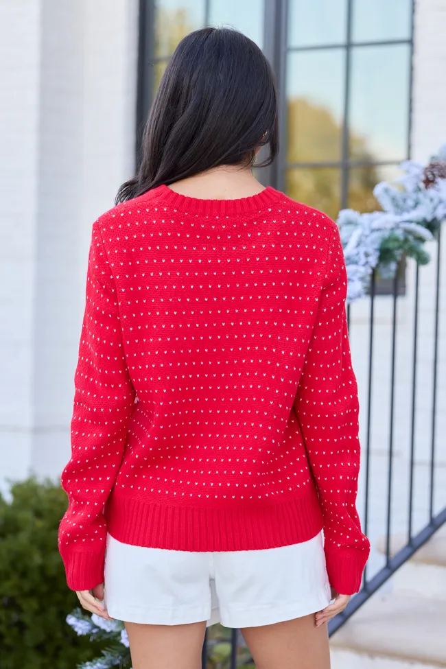 Grace Red And White Fair Isle Bow Holiday Crewneck Sweater SALE sold by Pink Lily product image thumbnail 5
