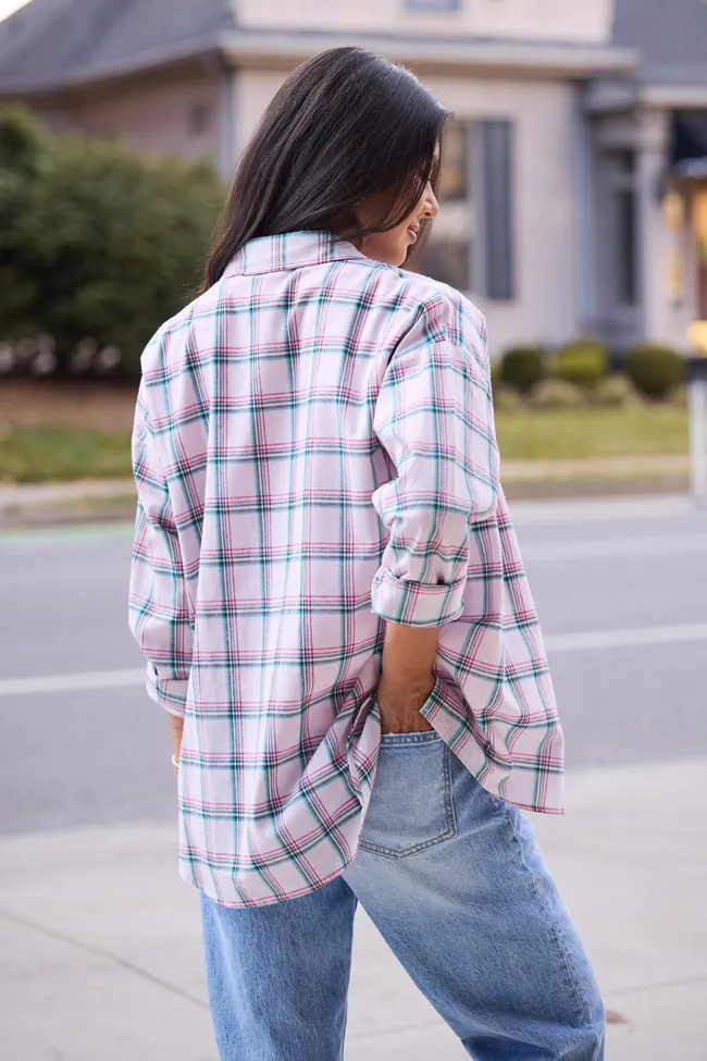 Rory Pink And Green Holiday Plaid Flannel Top sold by Pink Lily product image thumbnail 5