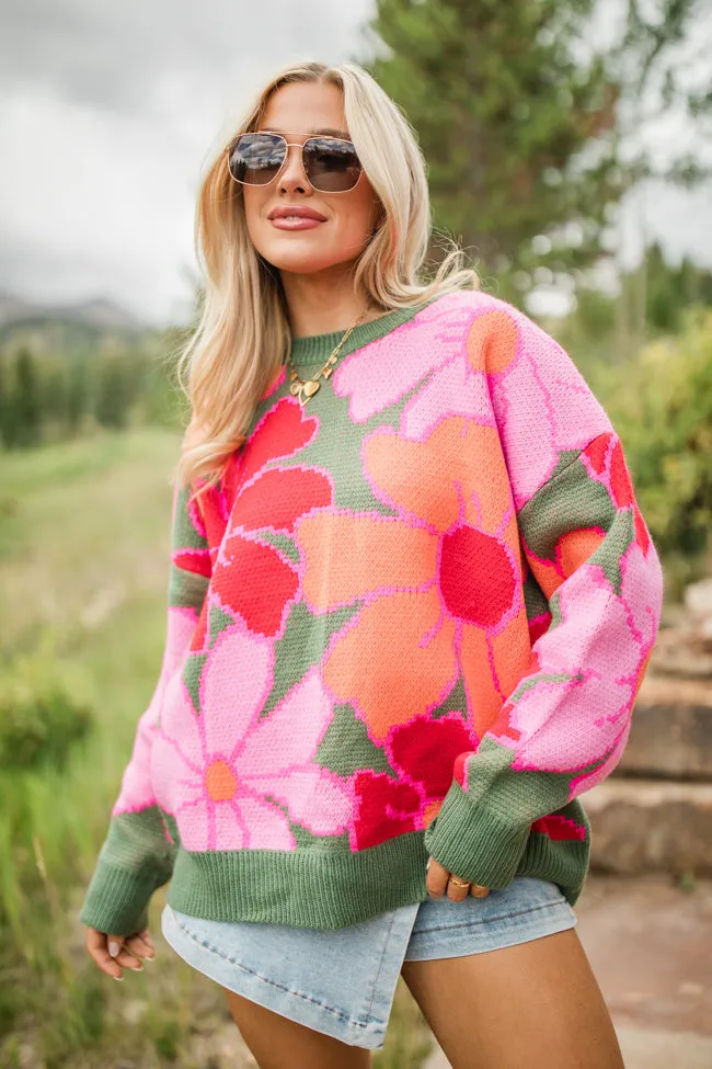 Capri Olive Multi Oversized Floral Print Sweater SALE sold by Pink Lily product image thumbnail 5