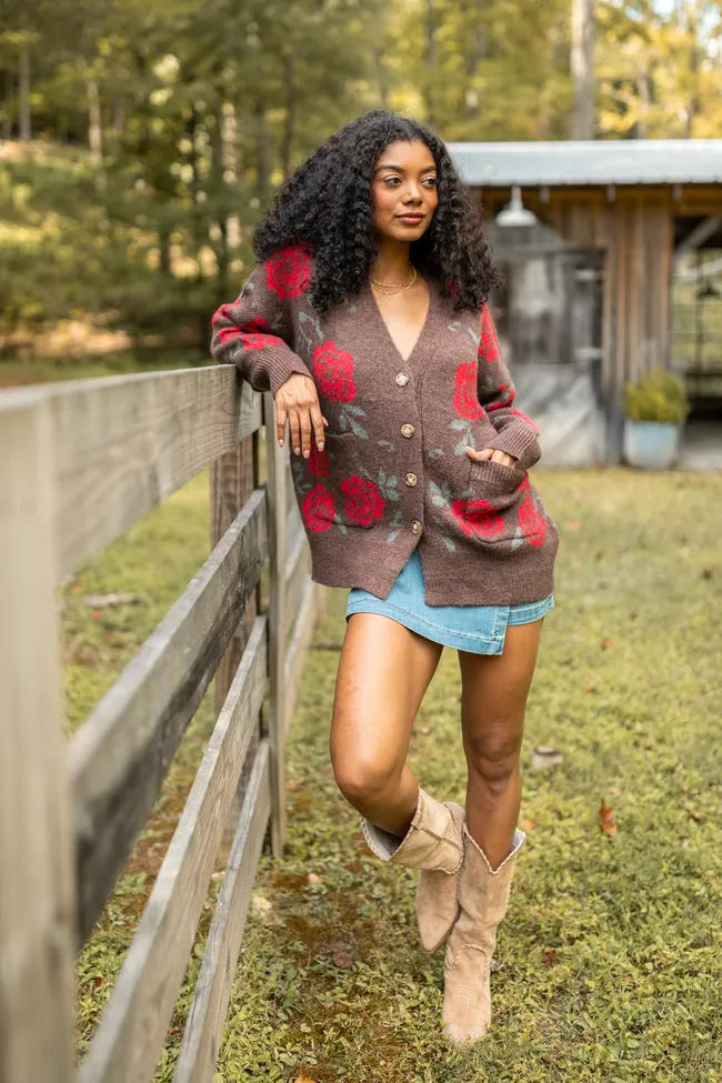 Britney Brown Rose Cardigan sold by Pink Lily product image thumbnail 2