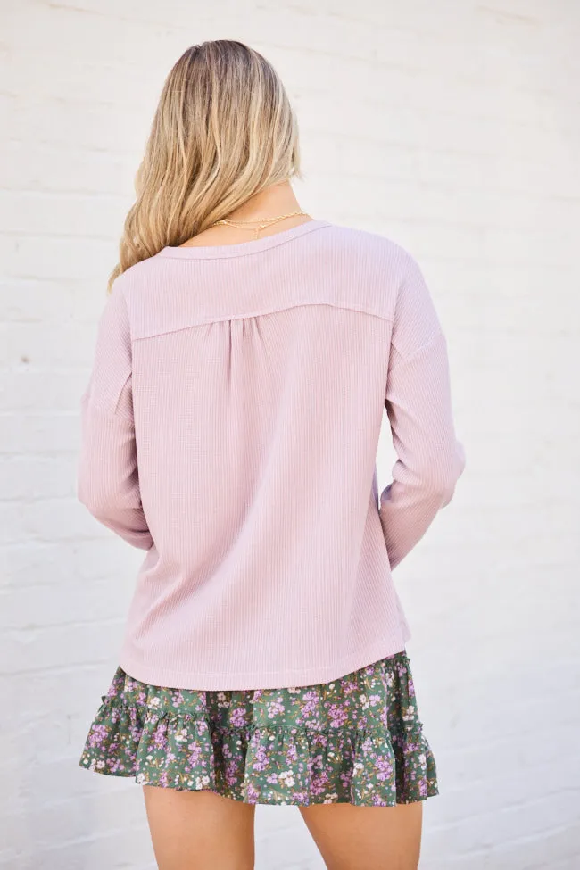 Kenna Muted Lilac Long Sleeve Henley Top sold by Pink Lily product image thumbnail 4