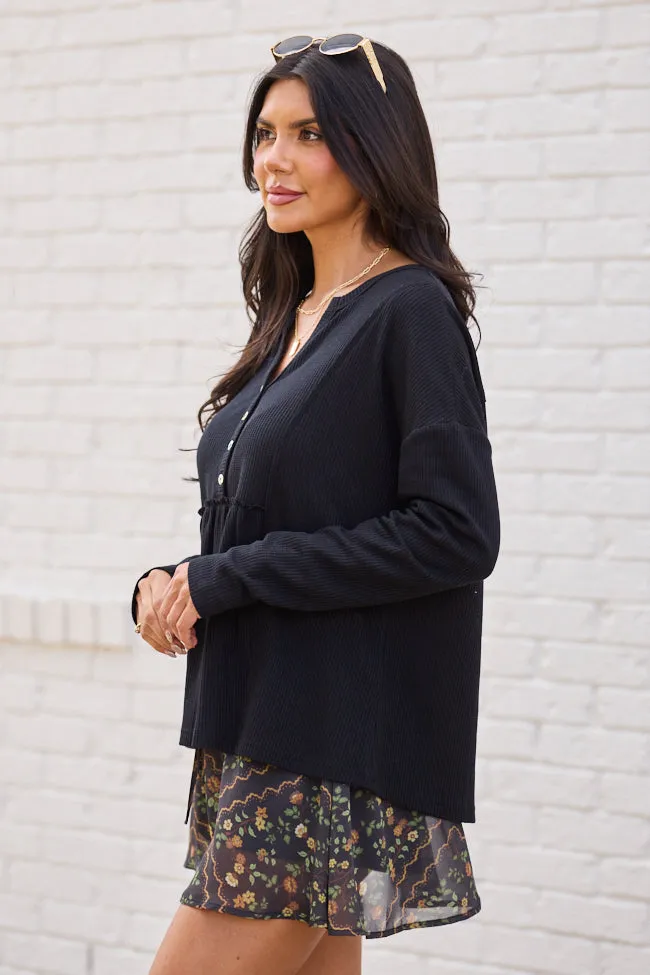 Kenna Black Long Sleeve Henley Top FINAL SALE sold by Pink Lily product image thumbnail 4