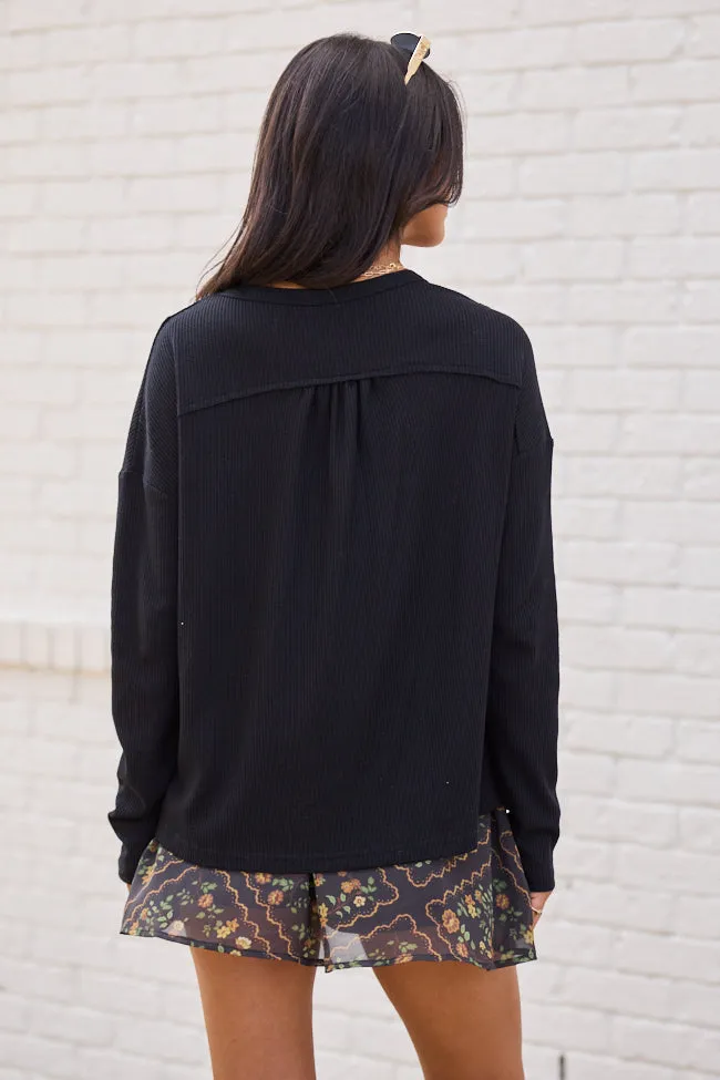 Kenna Black Long Sleeve Henley Top FINAL SALE sold by Pink Lily product image thumbnail 5