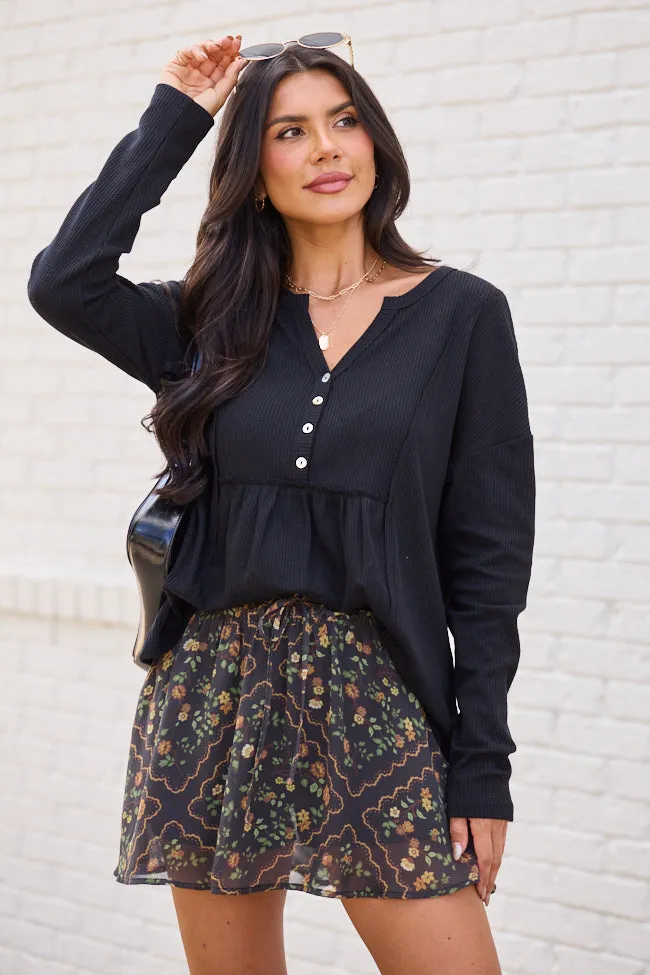 Kenna Black Long Sleeve Henley Top FINAL SALE sold by Pink Lily product image thumbnail 3