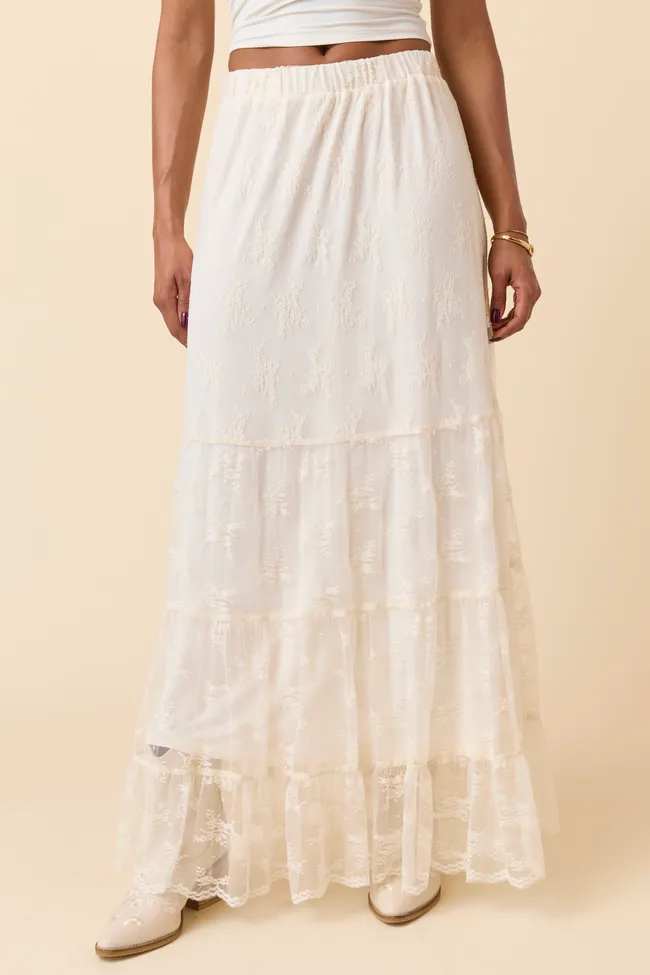Clementine Ivory Lace Maxi Skirt FINAL SALE sold by Pink Lily