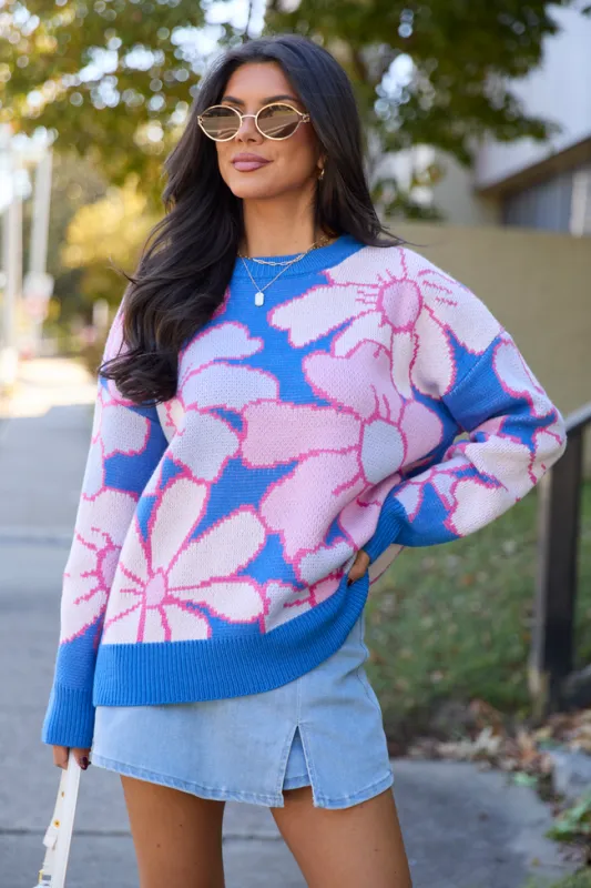 Capri Blue Multi Floral Sweater DOORBUSTER sold by Pink Lily
