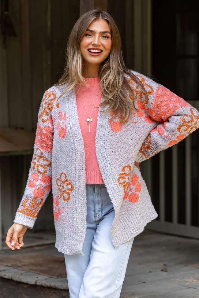 Cindy Boucle Purple Floral Print Cardigan SALE sold by Pink Lily product image thumbnail 2