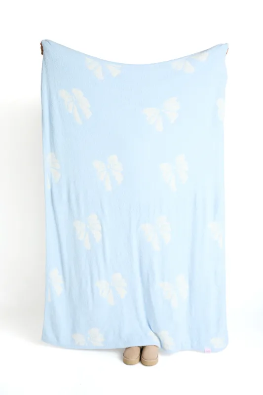 Make Me Believe Take A Bow Blue Blanket sold by Pink Lily