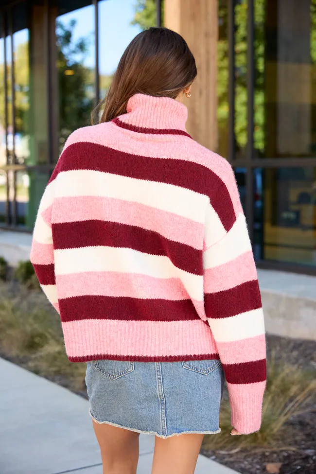 Shaylee Pink And Berry Stripe Turtleneck Sweater SALE sold by Pink Lily product image thumbnail 4