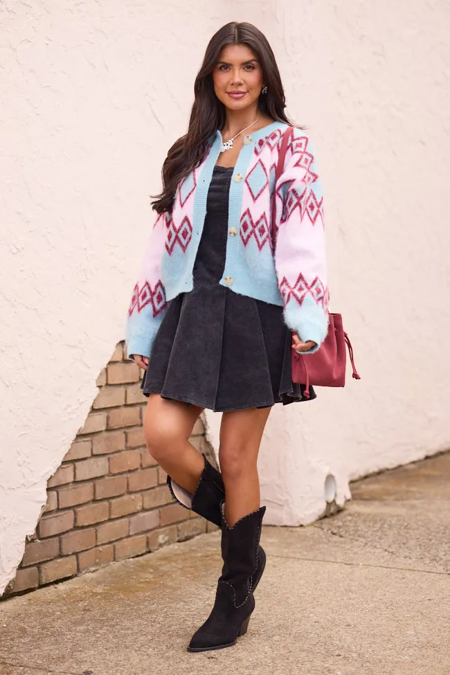 Mary Ellen Blue And Pink Fair Isle Cardigan FINAL SALE sold by Pink Lily product image thumbnail 2