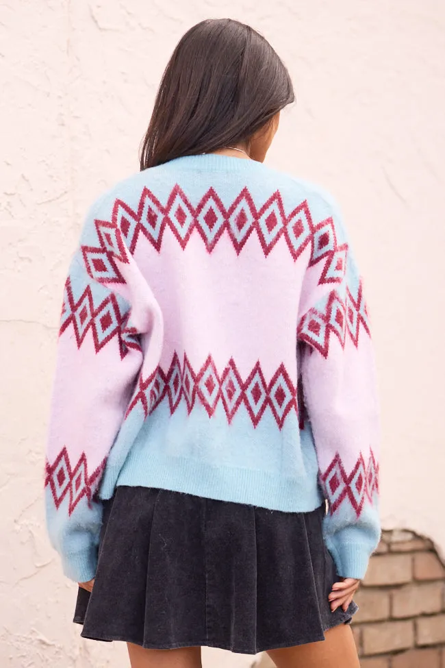 Mary Ellen Blue And Pink Fair Isle Cardigan FINAL SALE sold by Pink Lily product image thumbnail 4