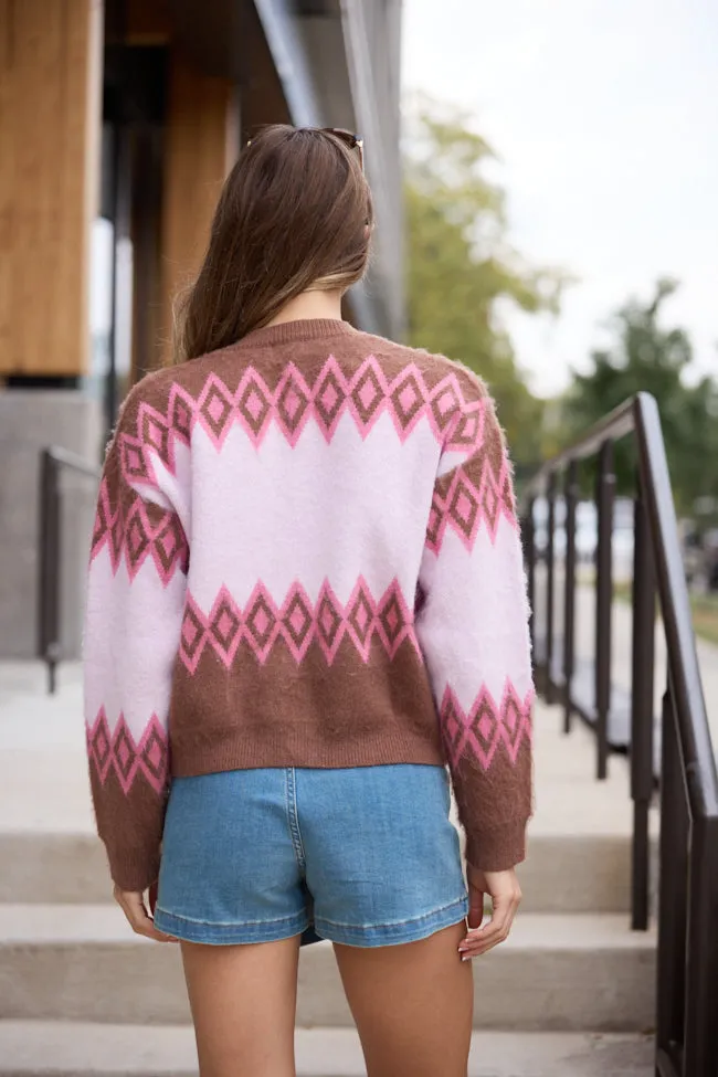 Mary Ellen Brown And Pink Fair Isle Cardigan sold by Pink Lily product image thumbnail 5