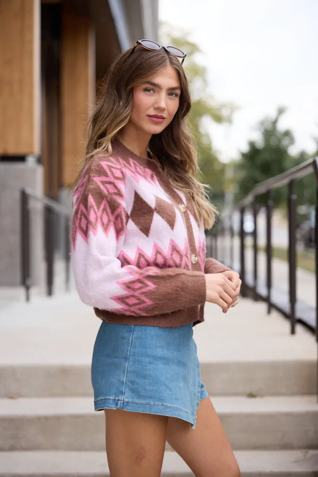 Mary Ellen Brown And Pink Fair Isle Cardigan sold by Pink Lily product image thumbnail 4