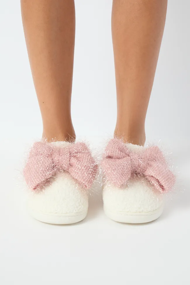 Cozi Pink Tinsel Bow Shearling Slippers FINAL SALE sold by Pink Lily product image thumbnail 4