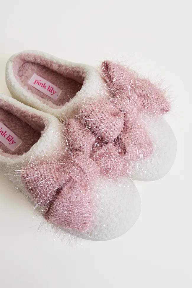 Cozi Pink Tinsel Bow Shearling Slippers FINAL SALE sold by Pink Lily product image thumbnail 3