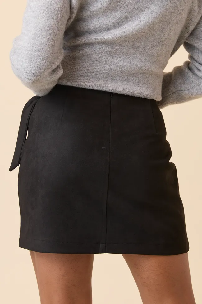 Elena Black Faux Leather Wrap Skirt FINAL SALE sold by Pink Lily product image thumbnail 4