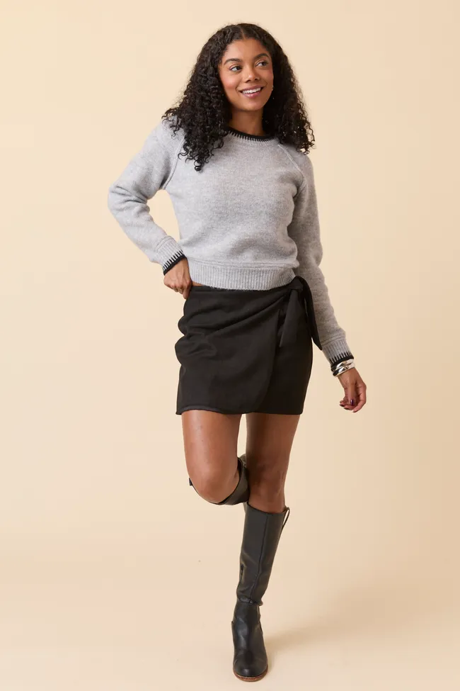 Elena Black Faux Leather Wrap Skirt FINAL SALE sold by Pink Lily product image thumbnail 2