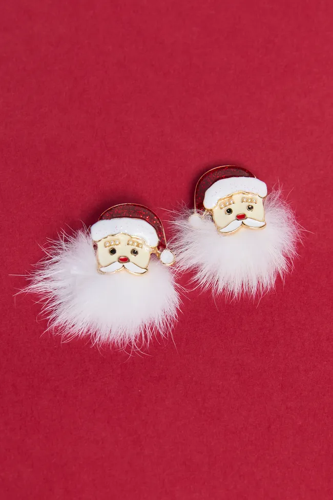 Fuzzy Santa Earrings sold by Pink Lily