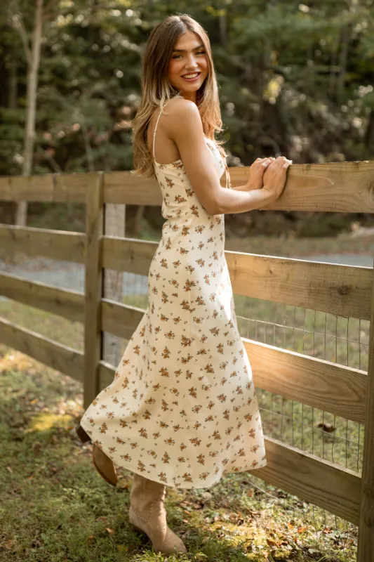 Margot Brown Floral Slip Dress FINAL SALE made by BaeVely