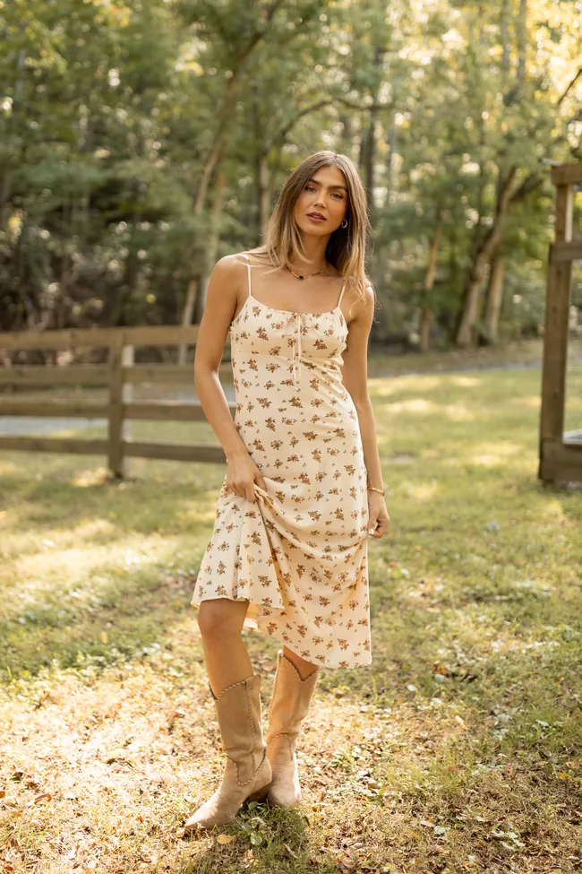 Margot Brown Floral Slip Dress FINAL SALE sold by Pink Lily product image thumbnail 2