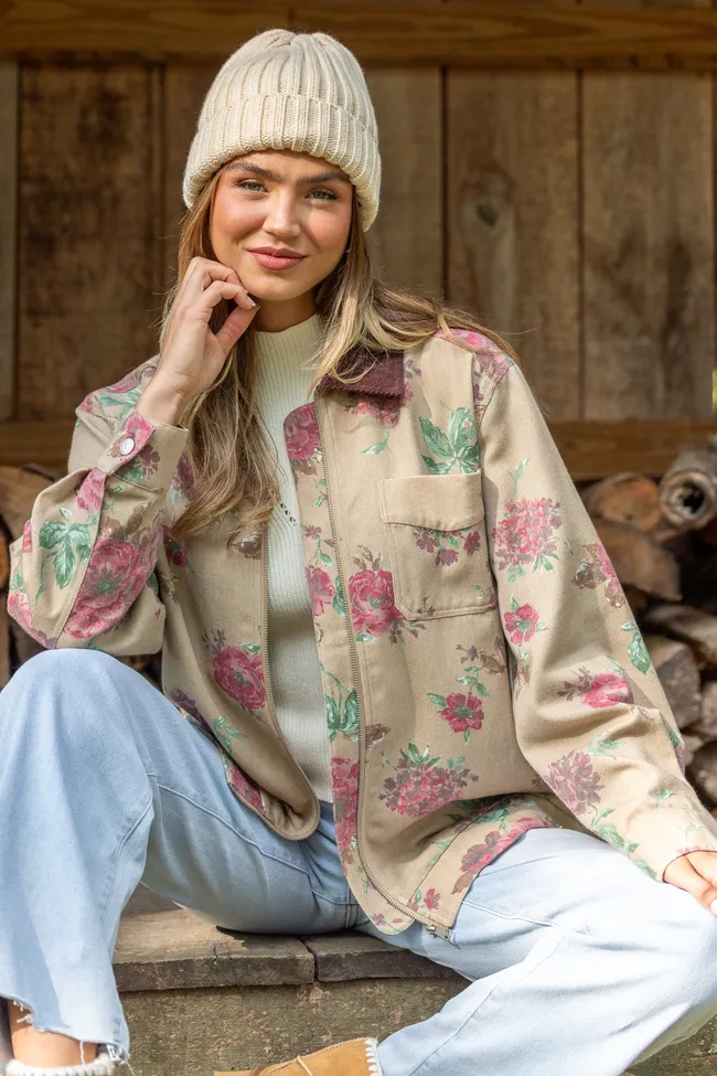 Lucy Brown Floral Jacket SALE sold by Pink Lily product image thumbnail 3