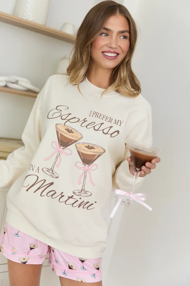 Espresso Martini Cream Graphic Sweatshirt sold by Pink Lily