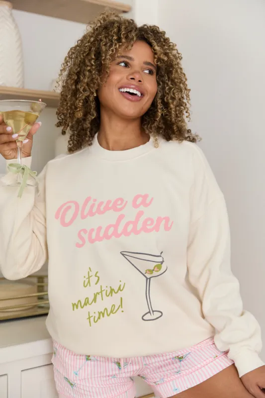 It's Martini Time Cream Graphic Sweatshirt SALE sold by Pink Lily