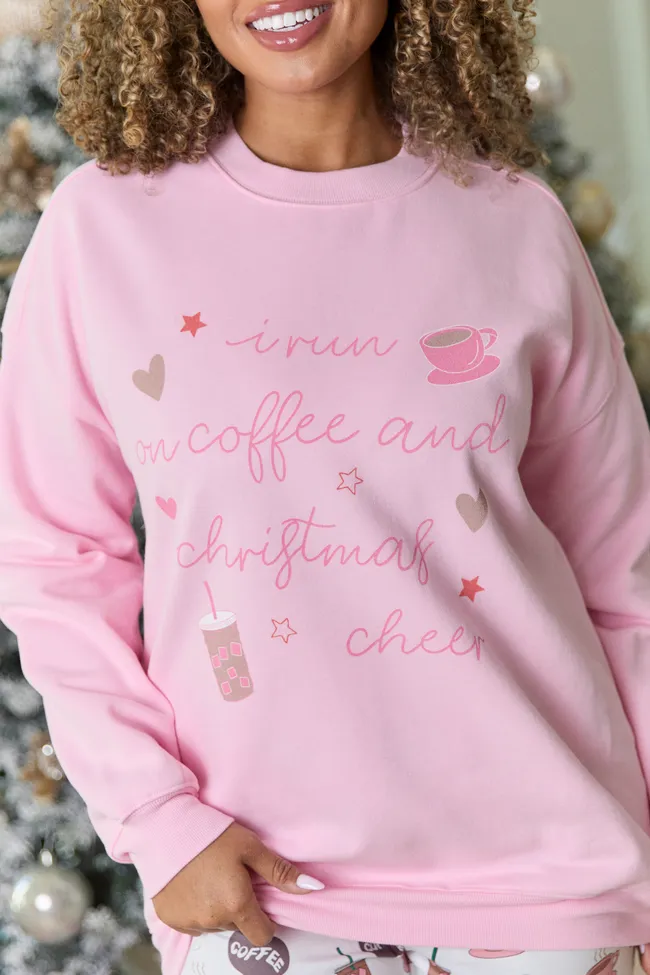 Coffee And Christmas Cheer Light Pink Graphic Sweatshirt sold by Pink Lily product image thumbnail 2
