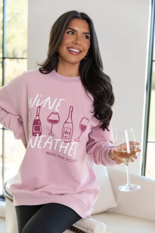 Wine Weather Mauve Graphic Sweatshirt SALE sold by Pink Lily
