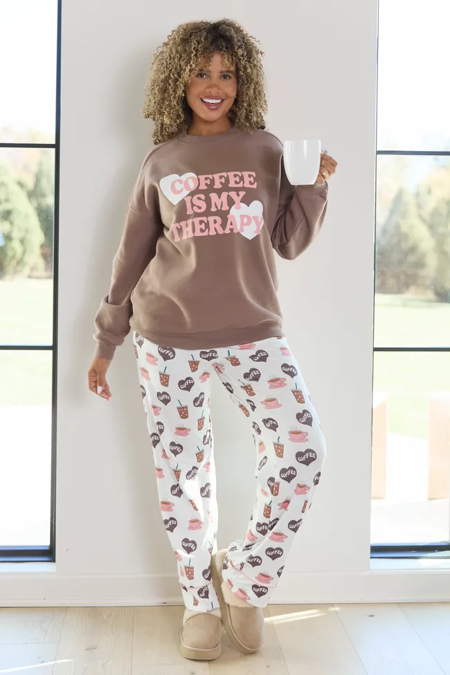 Coffee Is My Therapy Mocha Graphic Sweatshirt SALE sold by Pink Lily product image thumbnail 3