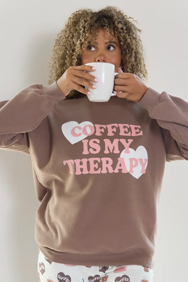 Coffee Is My Therapy Mocha Graphic Sweatshirt SALE sold by Pink Lily product image thumbnail 4