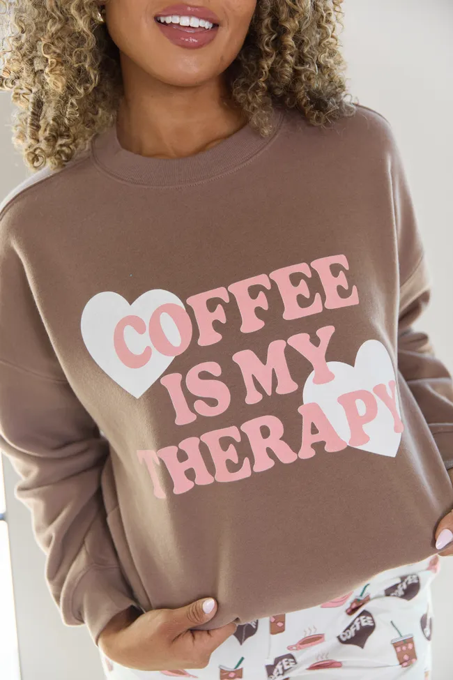 Coffee Is My Therapy Mocha Graphic Sweatshirt SALE sold by Pink Lily product image thumbnail 2