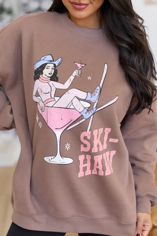 Ski Haw Mocha Graphic Sweatshirt SALE sold by Pink Lily product image thumbnail 2