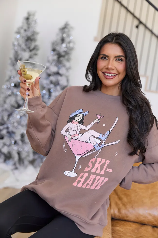 Ski Haw Mocha Graphic Sweatshirt SALE sold by Pink Lily