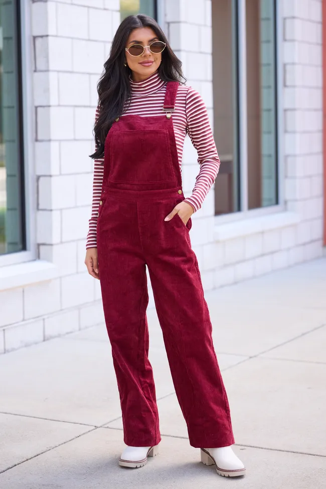 Alden Berry Cord Overalls sold by Pink Lily