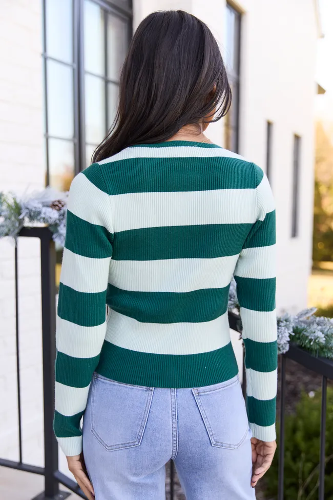 Brandy Green Striped Fitted Crewneck Sweater sold by Pink Lily product image thumbnail 5