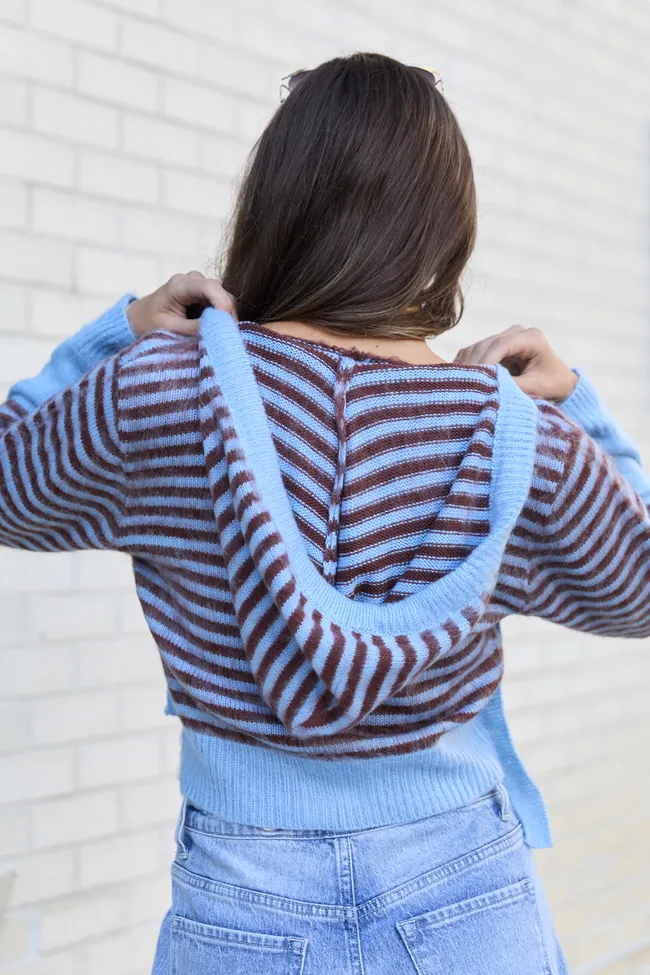 Cécile Blue And Brown Stripe Hooded Cardigan SALE sold by Pink Lily product image thumbnail 4