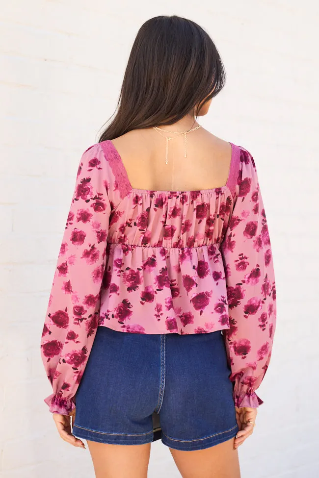 Adrienne Pink Floral Lace Trim Tie Top FINAL SALE sold by Pink Lily product image thumbnail 4