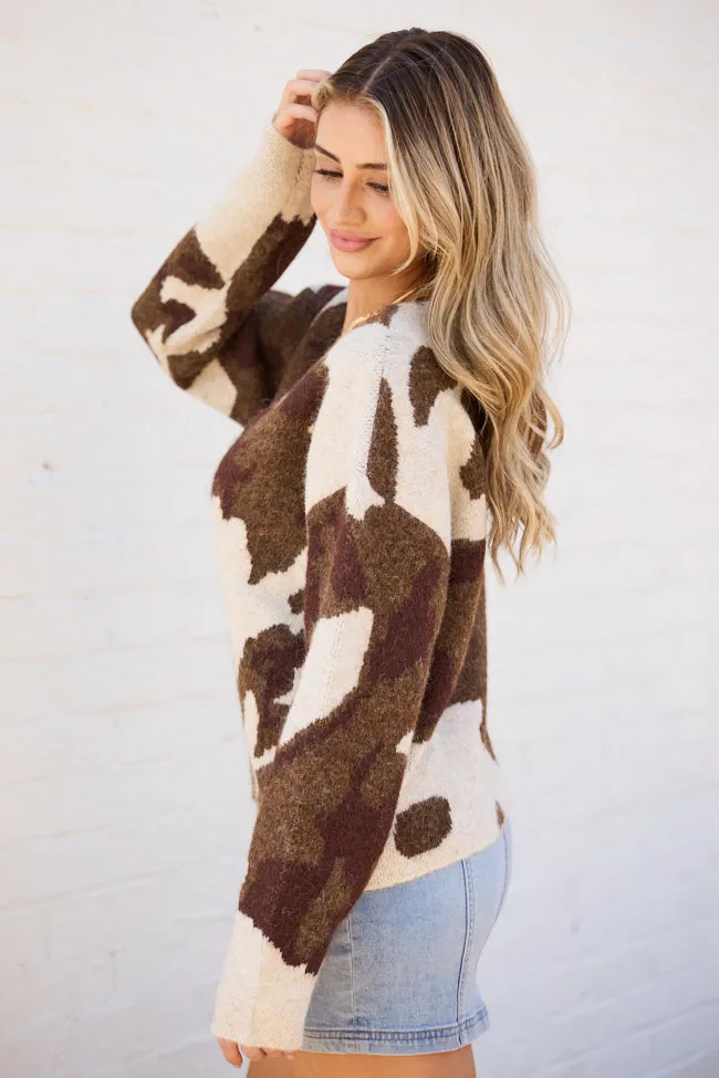 Nikki Western Brown Cow Print Cardigan sold by Pink Lily product image thumbnail 4