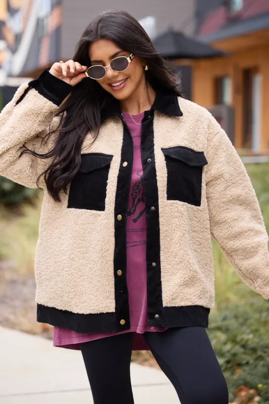 Remington Sherpa Corduroy Snap Jacket sold by Pink Lily
