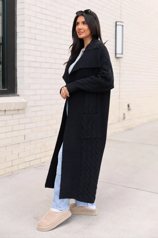 Keegan Black Cable Knit Duster Cardigan FINAL SALE sold by Pink Lily product image thumbnail 3