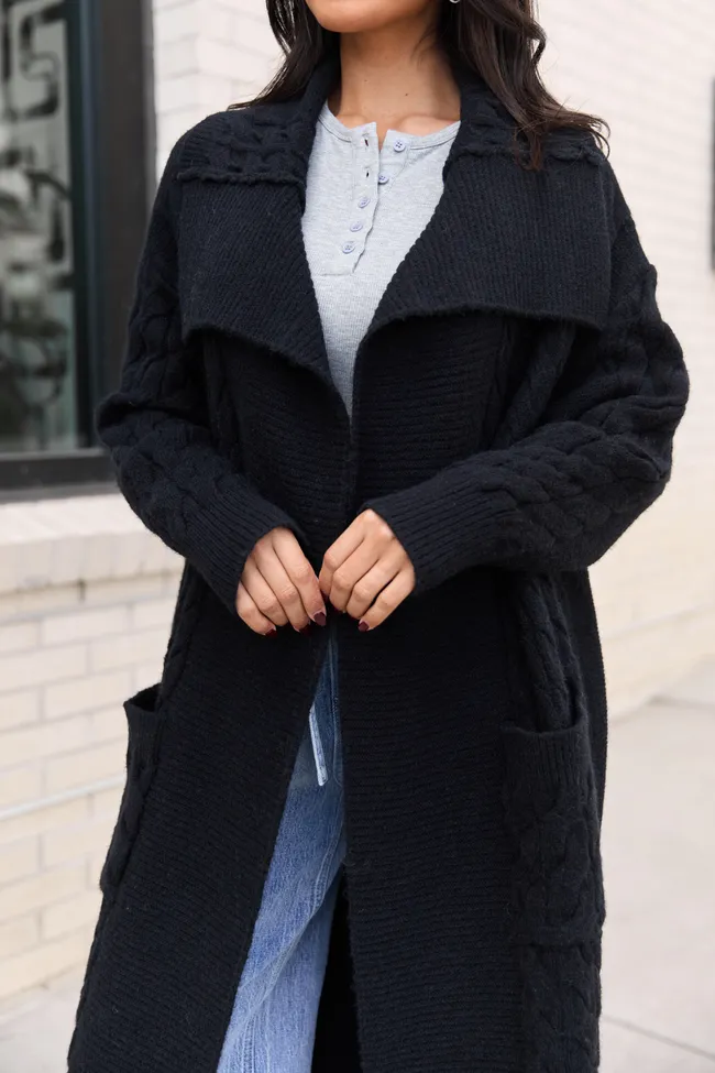 Keegan Black Cable Knit Duster Cardigan FINAL SALE sold by Pink Lily product image thumbnail 5