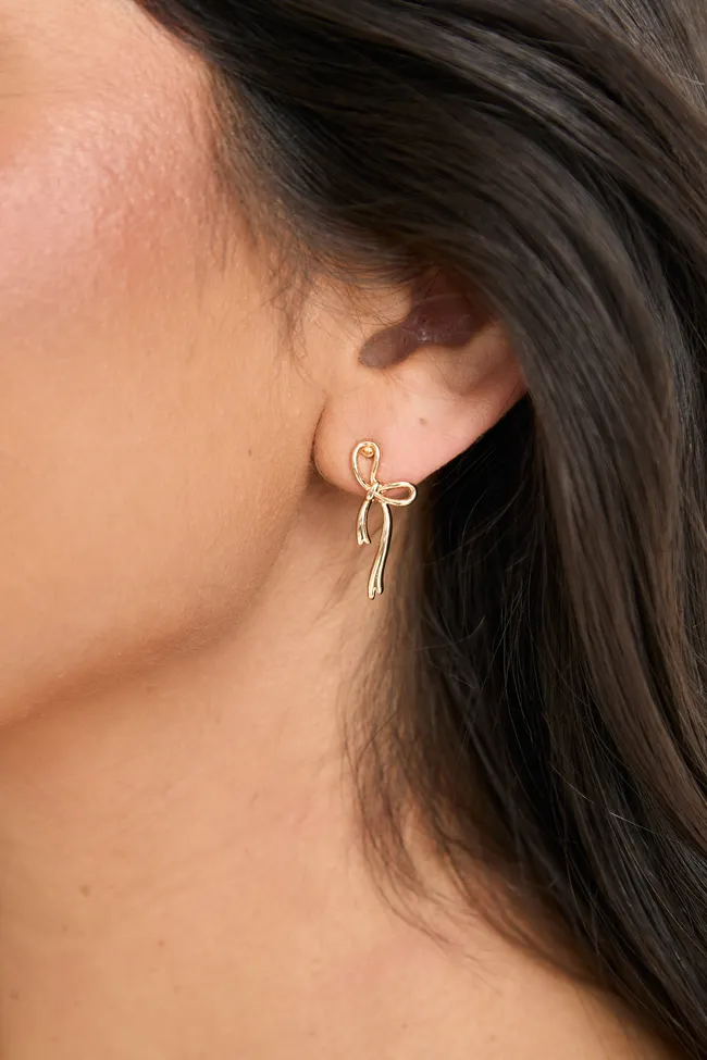 Lacee Gold Bow Earrings sold by Pink Lily