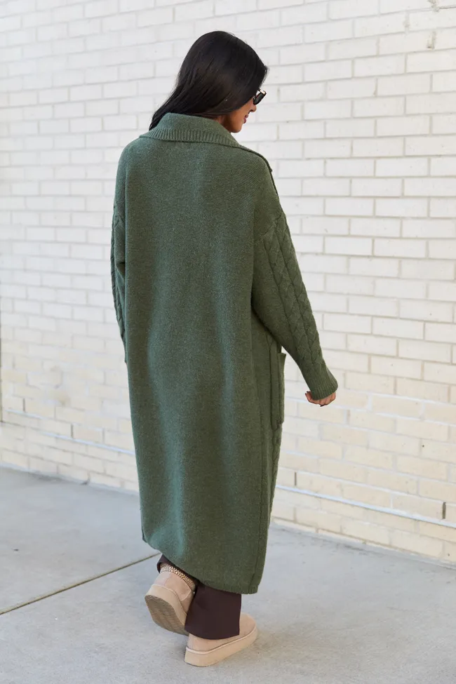 Keegan Green Oversized Cable Knit Duster Cardigan sold by Pink Lily product image thumbnail 5