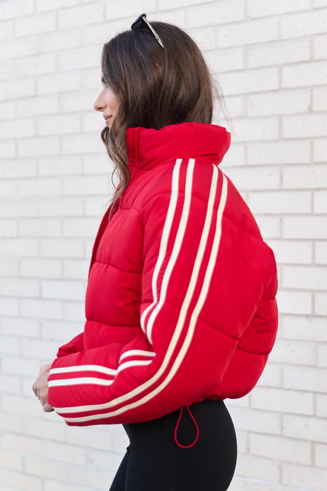 Amelia Red and White Puffer Jacket sold by Pink Lily product image thumbnail 4
