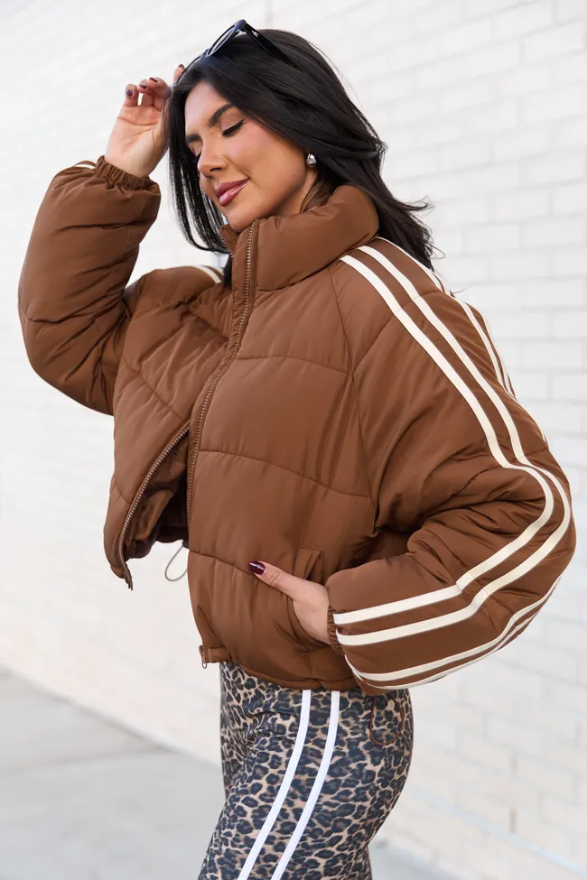 Amelia Brown and Cream Puffer Jacket sold by Pink Lily product image thumbnail 4