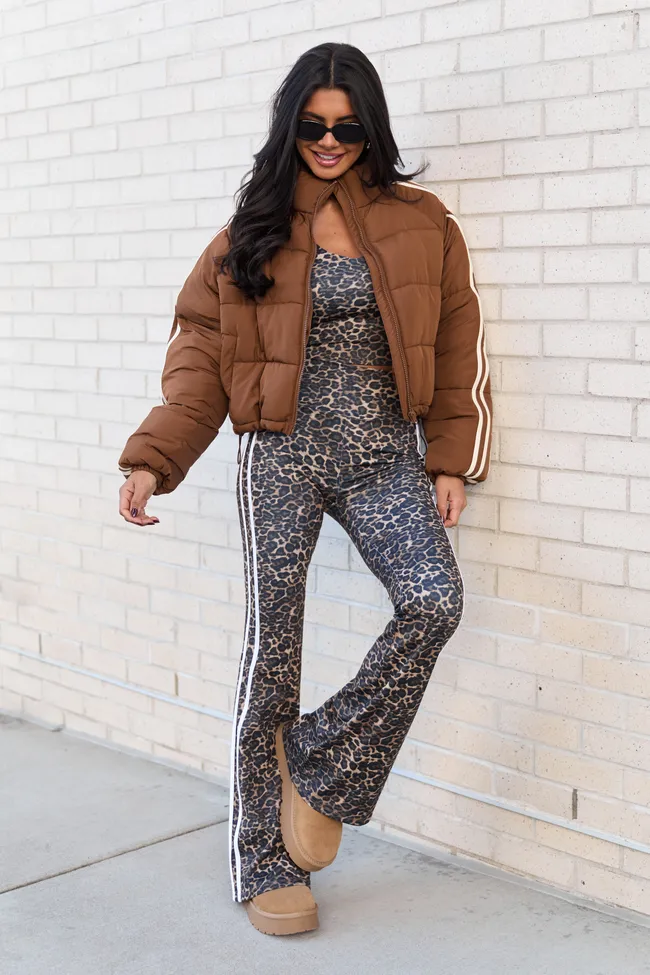 Amelia Brown and Cream Puffer Jacket sold by Pink Lily product image thumbnail 2