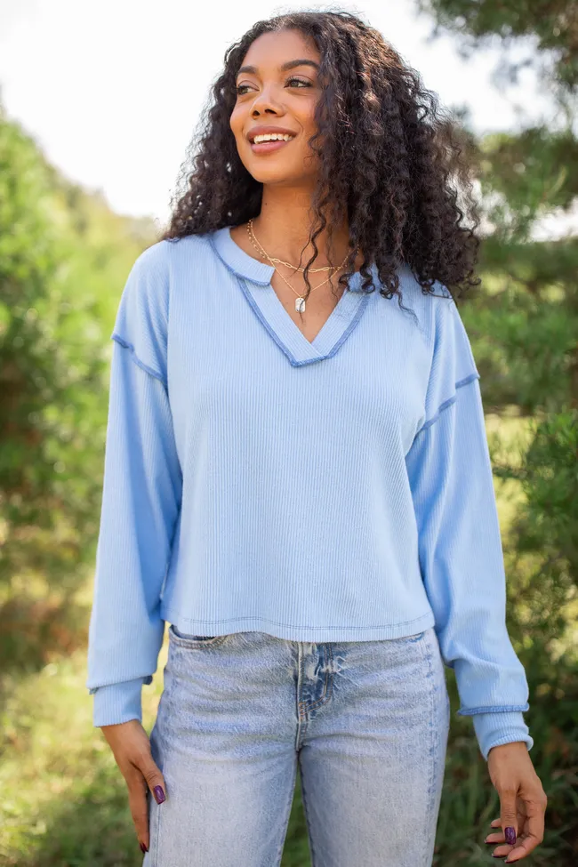Miller Light Blue V-Neck Long Sleeve Shirt sold by Pink Lily product image thumbnail 2