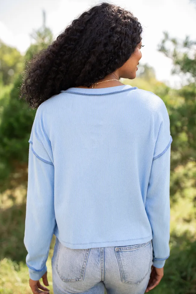 Miller Light Blue V-Neck Long Sleeve Shirt sold by Pink Lily product image thumbnail 4