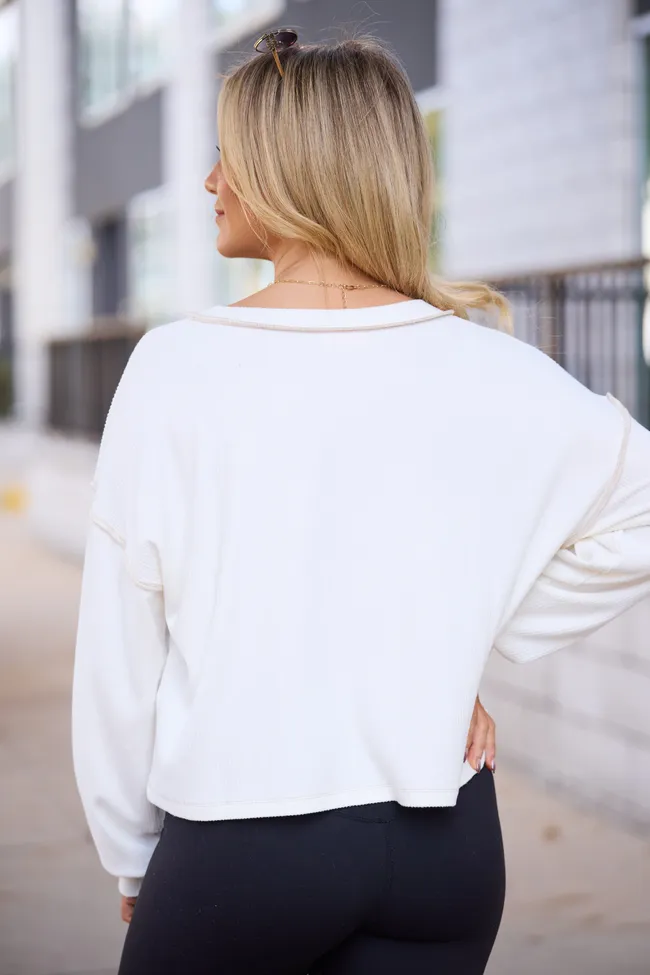 Miller Ivory V-Neck Long Sleeve Shirt sold by Pink Lily product image thumbnail 5